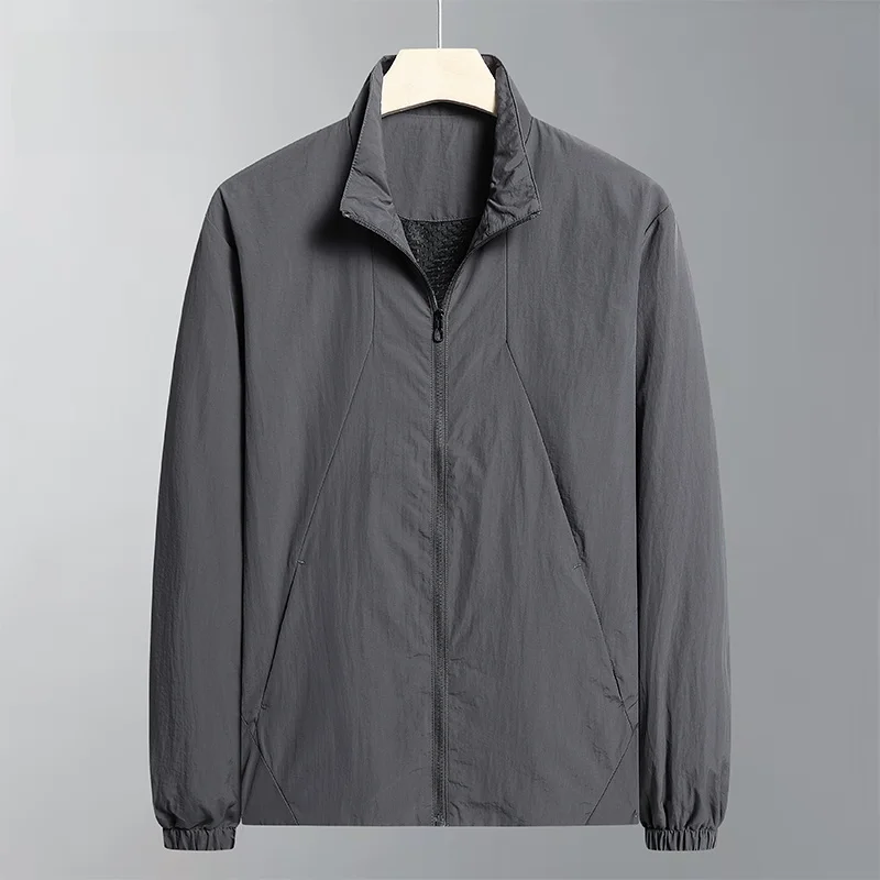 

Yuzhaolin Men's Sport Jaet Lightweight Stand Collar Windproof Running Outerwear Spring Autumn Loose Fit Casual Nylon