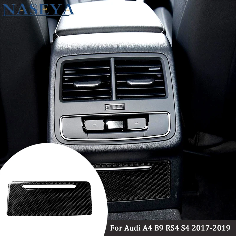 

Car Interior Decorative Accessories For Audi A4 B9 RS4 S4 2017 2018 2019 Carbon Fiber Rear Cigarette Lighter Panel Stickers