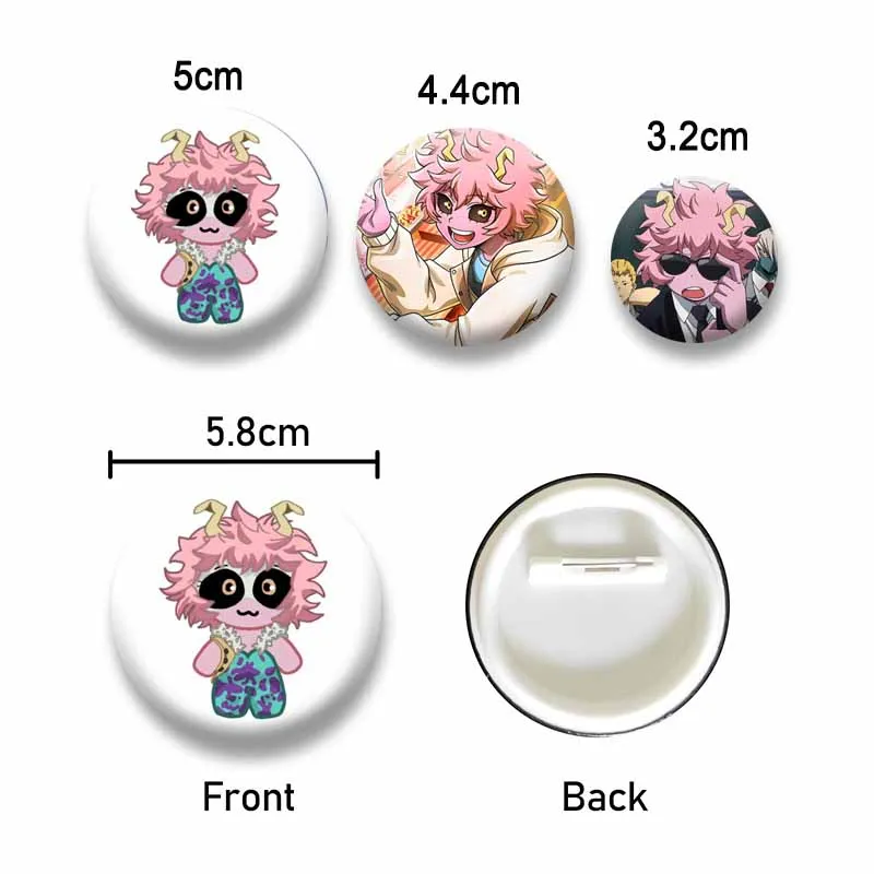 Mina Ashido Anime Soft Button Pins Cartoon Round Brooch for Backpack Hat Clothing Cute Cosplay Jewelry Badges Accessories Gifts