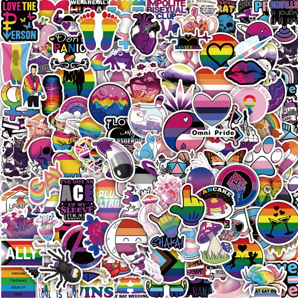 10/30/60/126PCS Nonbinary Pansexual Transgender Bisexual Asexual Pride Stickers LGBT Notebook Phone Guitar Fridge Sticker Toy