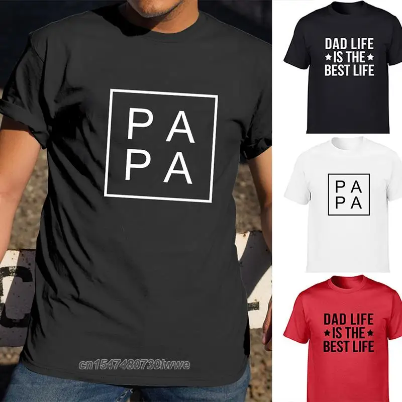 Papa Square Dad Life Men's Harajuku Casual T Shirts Best Daddy Father's Day Gift Fashion T-Shirt Round Neck Clothes