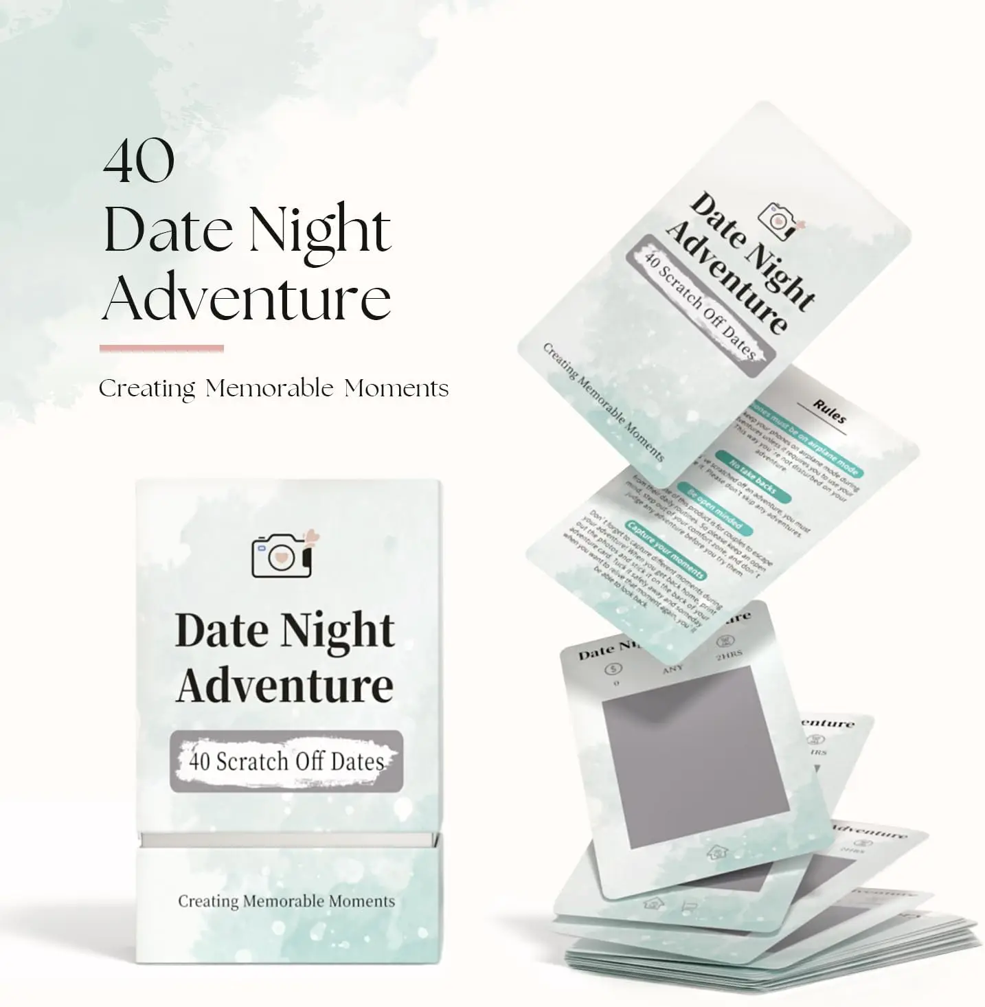 

Date Night Card Game 40 Date Ideas for Couples Romantic Fun Scratch Off Date Night Ideas Card Game, Perfect Gifts for Her & Him