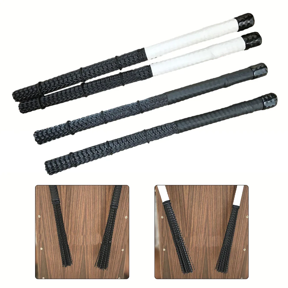 Nylon Drum Brush Cajon Drum Brushes Sticks Parts Percussion Professional Rod Sticks Accessories Black/White Drum Brush