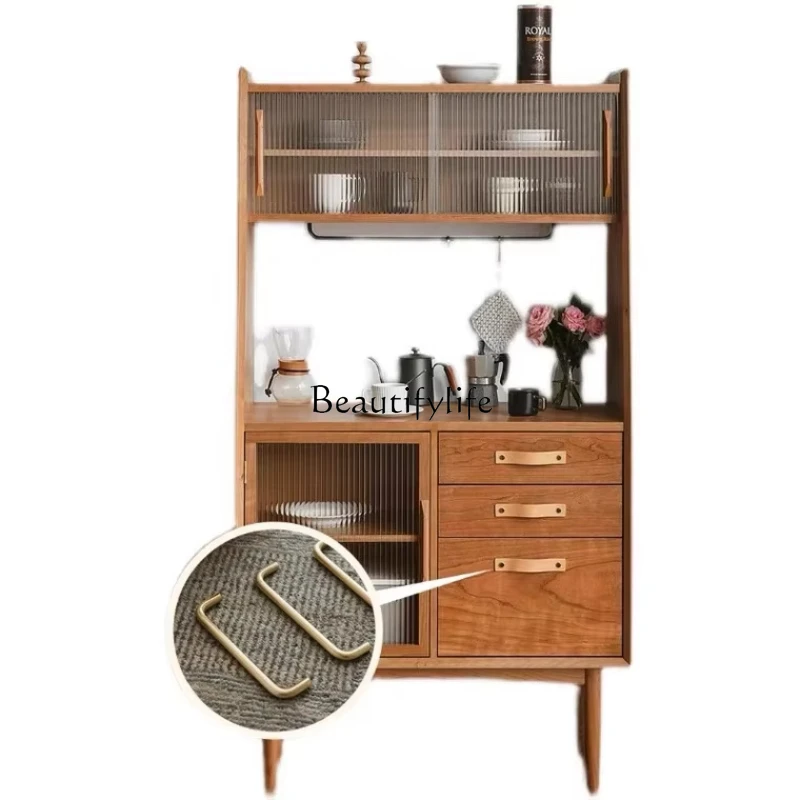 

Nordic solid wood locker integrated against the wall Japanese tea wine locker