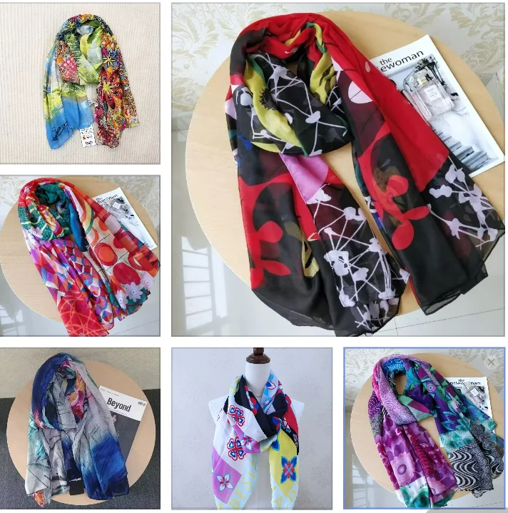 Foreign trade original single Spanish print color art shawl large square trend women's scarf