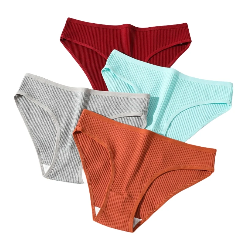 3Pcs/Set Cotton Panties For Women Low Rise Underwear Breathable Seamless Briefs Solid Color Sports Underpants Female Lingerie