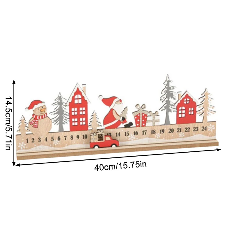 Christmas Advent Calendar Wood Santa Snowman Countdown Desk Decor For Home Office Decoration Holiday Ornament