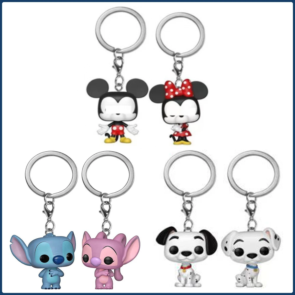 

Funko POP Keychains Disney Mickey Minne Stitch Angel Famous Cute Anime Characters Limited Couple Pendant Keychain Boy Girl Gift