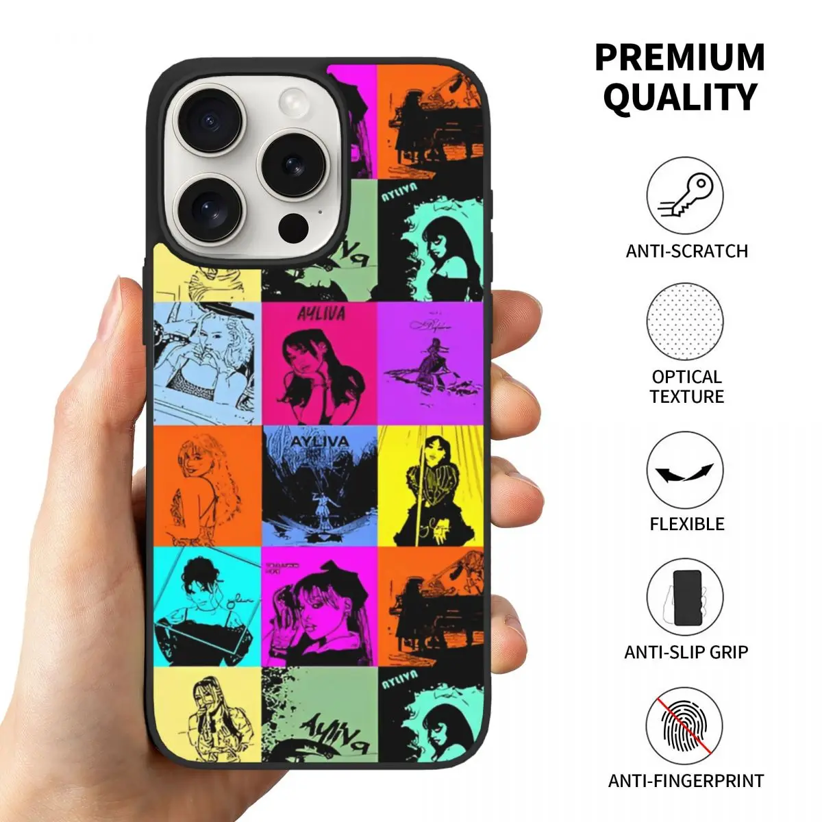 아이폰 15 프로 TPU 충격 방지 커버용 Ayliva 가수 음악 전화 케이스 렌즈 보호