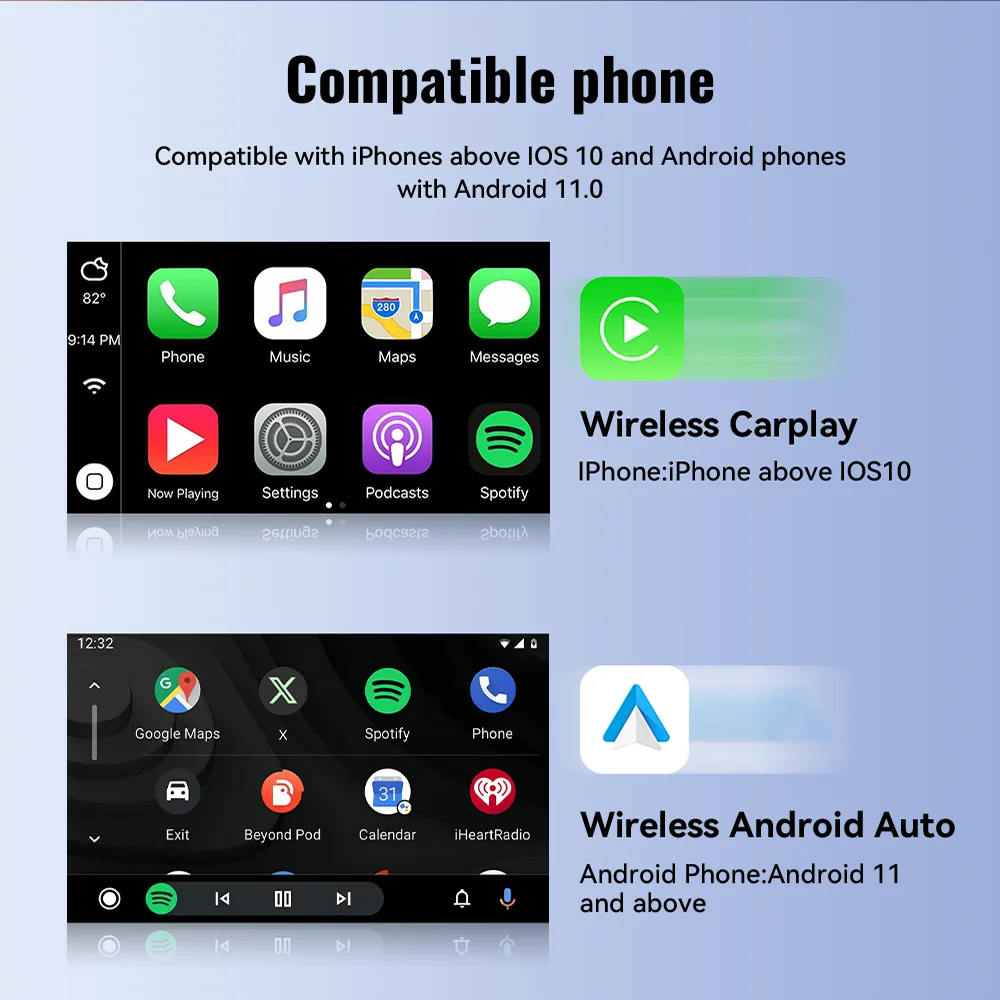 Беспроводной адаптер Carplay и Android Auto Smart Mini Box Plug and Play 2in1 Auto Connect для Volvo Benz Toyota Kia VW Audi