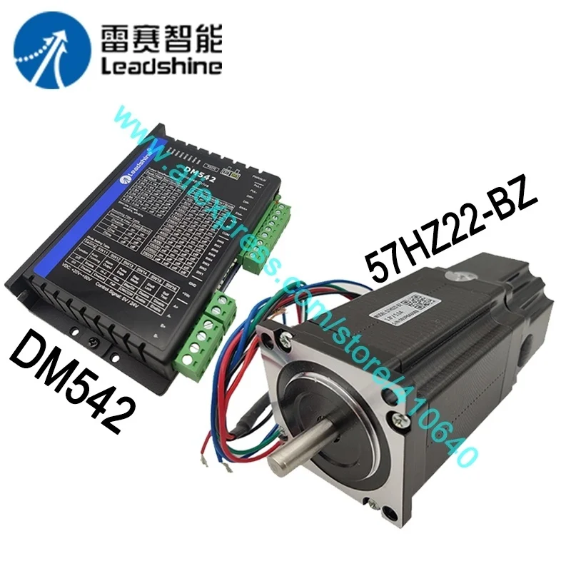 Leadshine NEMA23 Stepper Motor with Brake 57HS22-BZ 2.2 N.M Holding Torque and New Version Leadshine 2 Phase Steppe Drive DM542