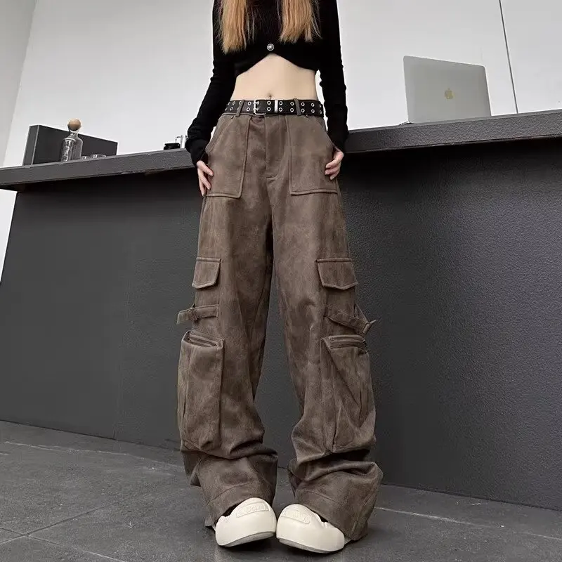 Y2k Vintage Cargo Pants American Style Vintage Pants Women Niche Streetwear Oversized Wide Trousers Autumn Winter Clothes