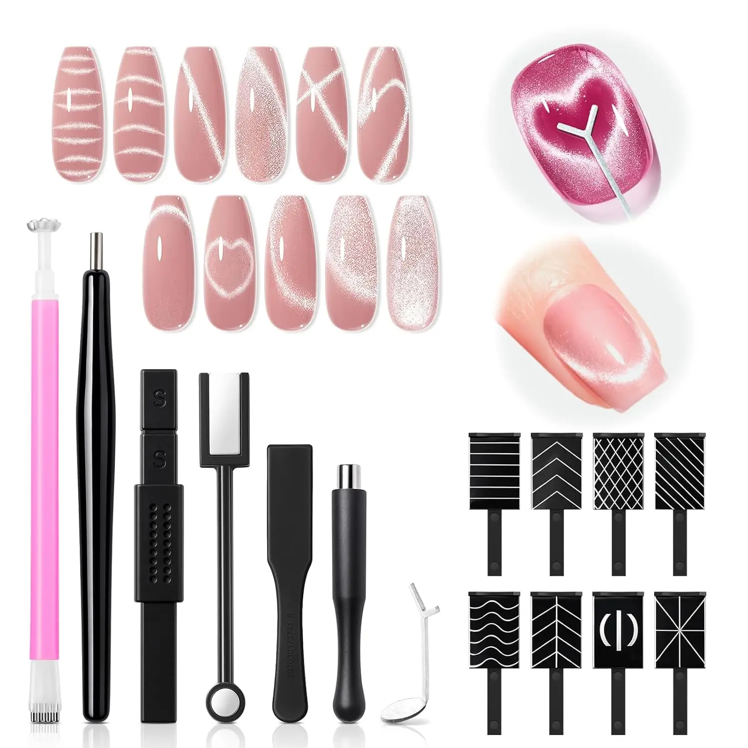 

Набор магнитов для эффекта кошачий глаз Modelones, 15 шт., для френч-маникюра, гель-лака, дизайна ногтей, магниты в форме сердца для создания эффекта кошачий глаз