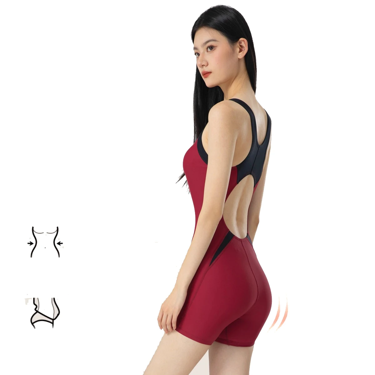Women Elastic Sleeveless Backless One-piece Competitive Swimwear Quickdry Surf Diving Bathing Suit  Bodysuit Jumpsuit Beachwear - view 4