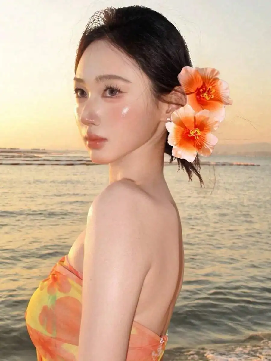 

Lystrfac 1/2pcs Hibiscus Flower Hair Clips Hairpin for Women Girls Boho Style Seaside Headdress Hair Accessories