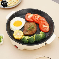 NEW 220V 22cm Multifunction Electric Frying Pan Skillet Non-Sticky Grill Baking Roast Cooker Barbecue Cooking Kitchen Tool