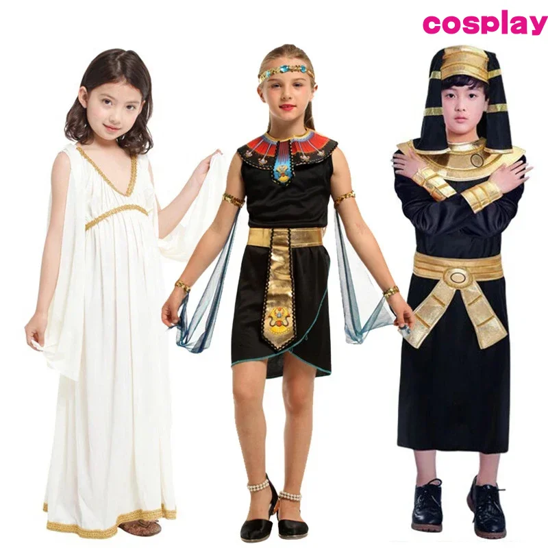 Kids boy Girl Ancient Egypt Cleattra Cosplay costumes Princess Prince Family D costume