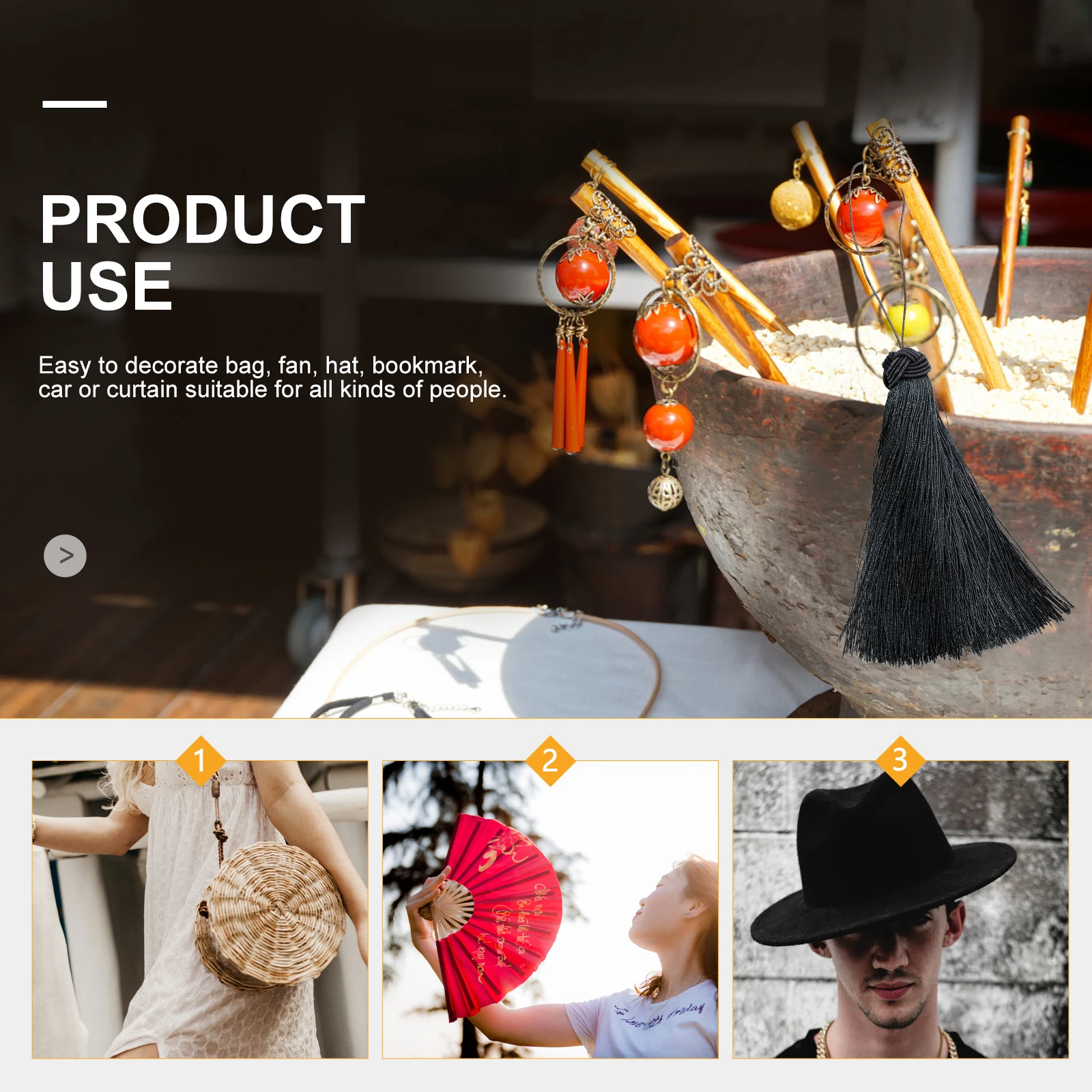 

8pcs Handmade Tassels Craft Tassels For Diy Hats Fans Keychains Durable Nylon Hanging Accessories Exquisite Chinlon Tassel