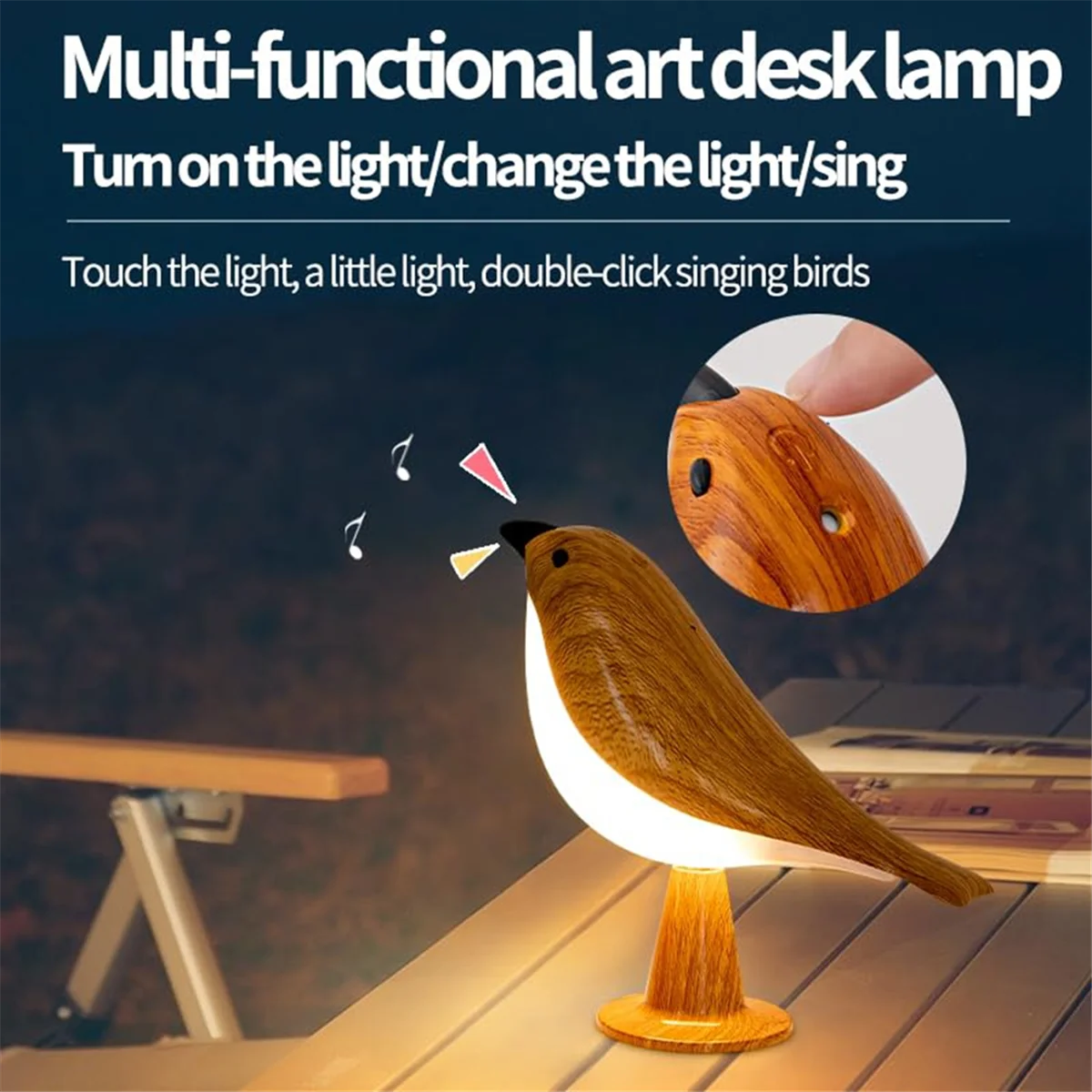 

Small Bird Desk Lamp,Rechargeable Cordless Table Lamp with 3 Color Temperatures,Remote Control & Touch Sensor