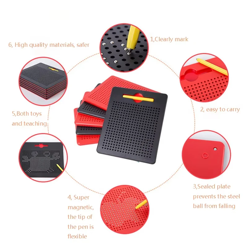 Kids Magnetic Drawing Board Ball Sketch Pad Tablet With Pen Montessori Educational Toys For Children Trip Activities Magnet Toy