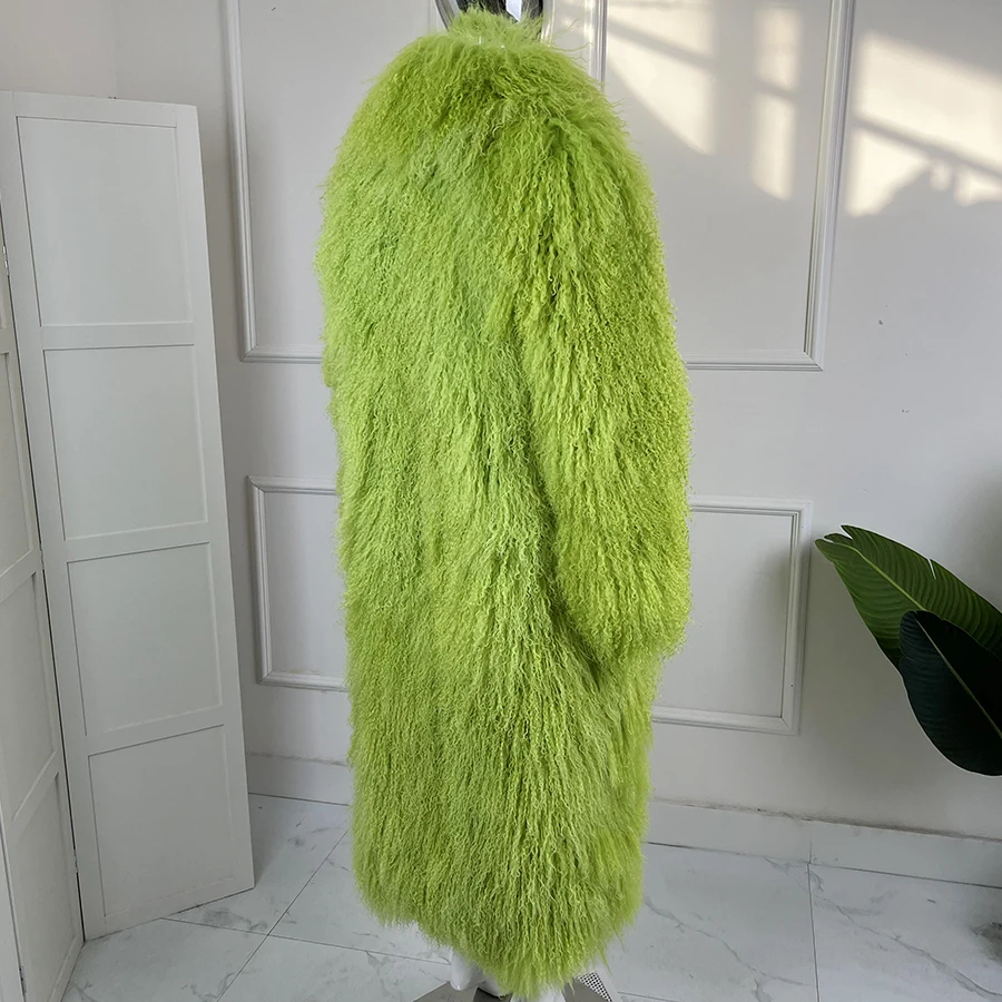 سترات شتوية دافئة للسيدات من جلد الغنم معطف طويل من الفرو معطف فرو منغولي حقيقي مع ياقة فاخرة الأكثر مبيعًا سترة شتوية نسائية