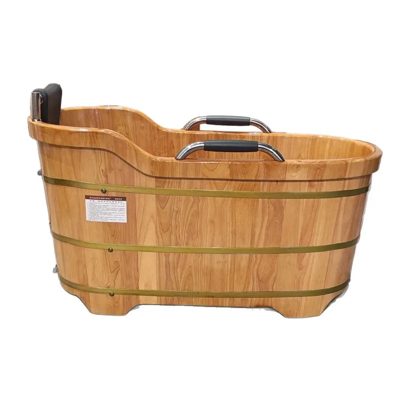 Oak bath wooden bucket Cedar wood adult bath bucket Household beauty salon bath wooden bucket Solid wood bathtub Wooden