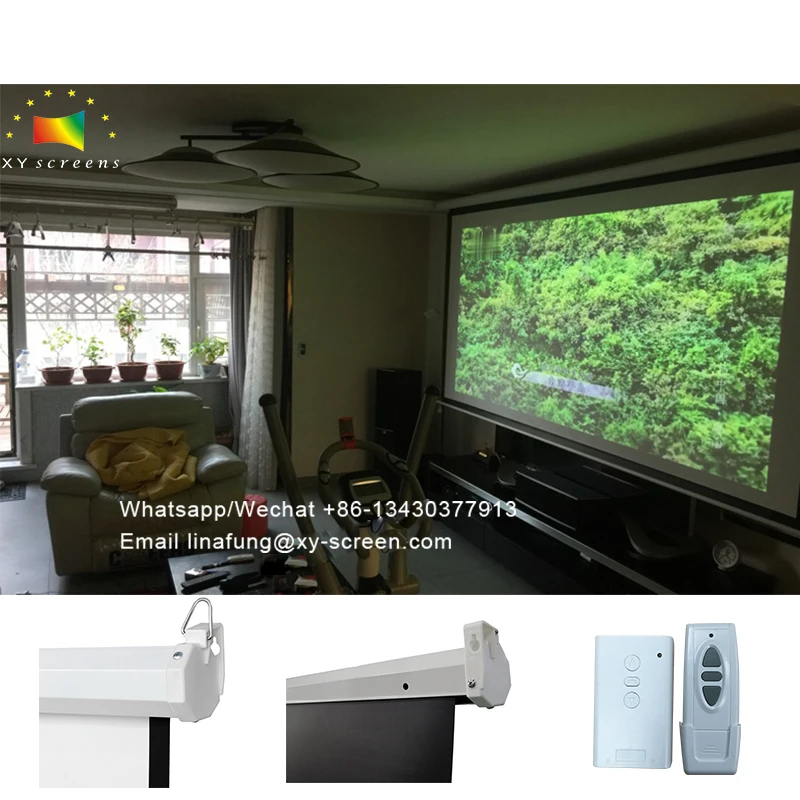 OEM/ODM 60-150inch Classic entry level Electric Drop Down Movie Screen Cheap HD pull down Projector Screen