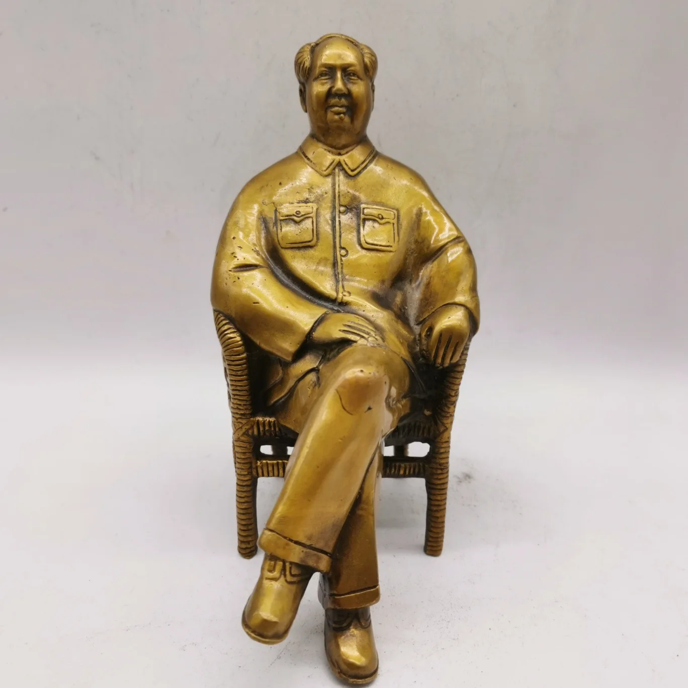 

Antique Chairperson Mao Seated of Pure Copper Great Man Bronze Statue Crafts Ornament Tabletop Carving Crafts Collection