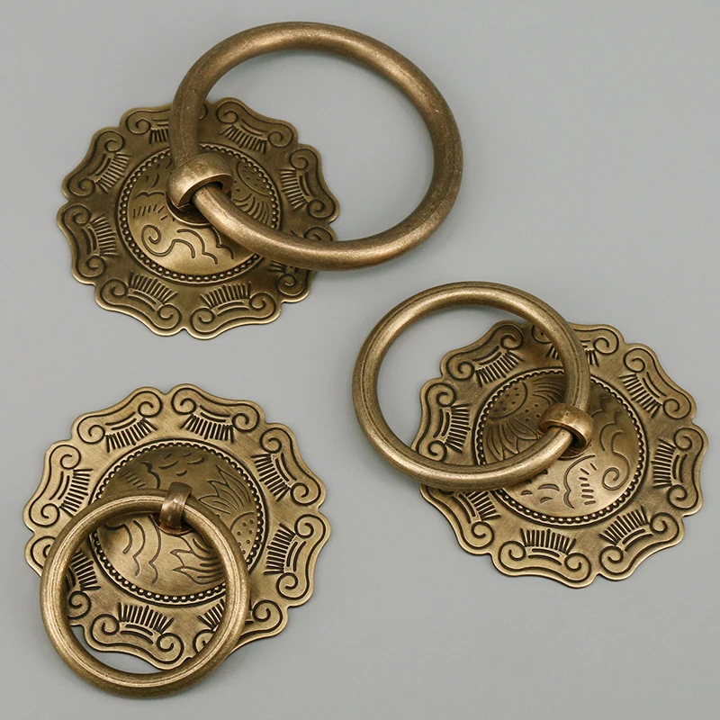 Decorative Brass Ring Front Door Gate Knockers Chinese Style Door Knocker Wooden Door Pull Ring