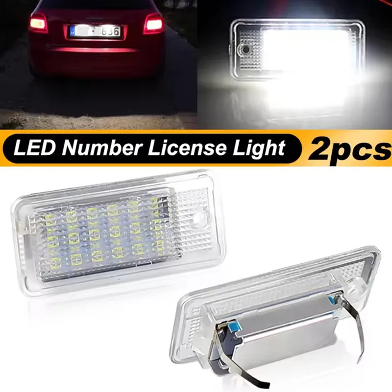2Pcs CANbus Error Free LED Rear Number Plate Light Lamp For Audi A3 A4 S4 RS4 B6 B7 A6 RS6 S6 C6 S5 Q7 A8