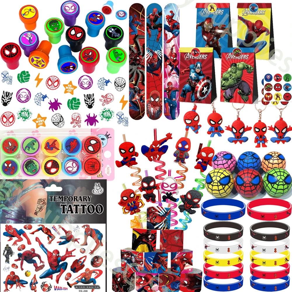 Sellos de Spidey y sus increíbles amigos para niños, regalos de recuerdo, sello de pajitas de Spiderman, decoración de fiesta de Spidey, relleno de