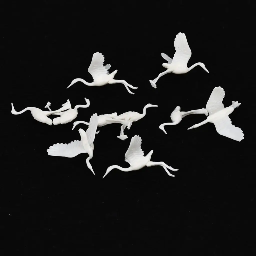 10Pcs Miniatures Red-crowned Crane Toy Animal Figure for Fairy Garden, Bonsai,