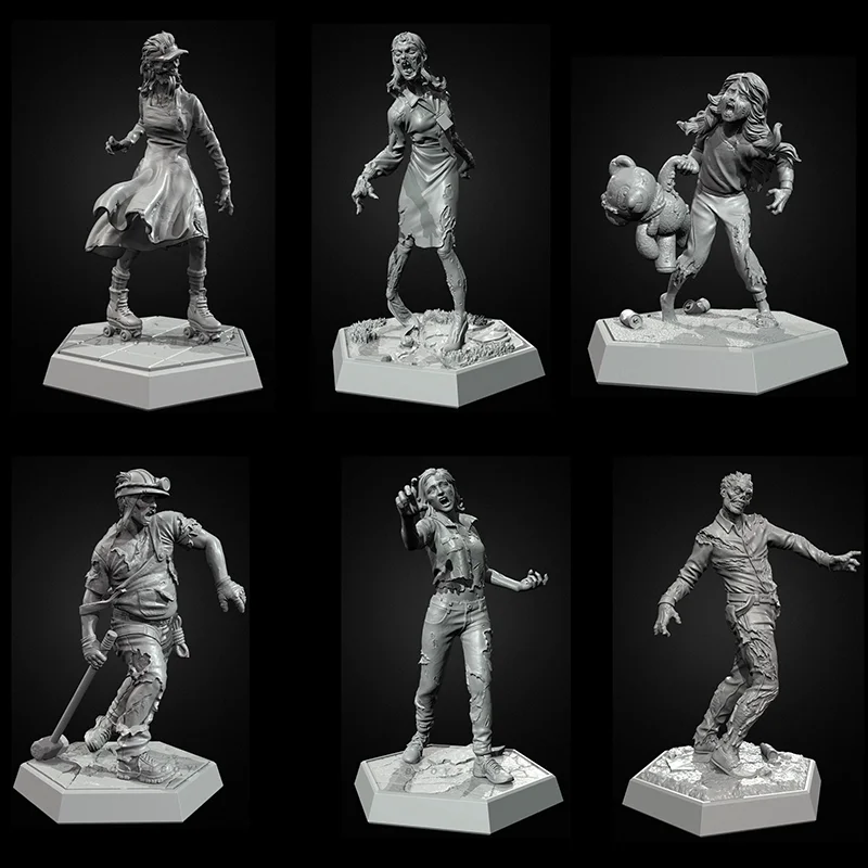 38mm Zombie Resin Model Self-assembly DIY Coloring 3D Printed Figurines Dead Skull Man Miniatures Decoration Crafts