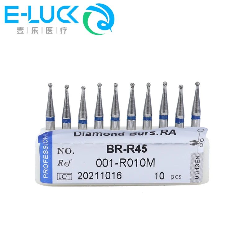 

10PCS/BOX Dental RA Diamond Burs Drill Ball Round Type 2.35mm Low Speed Polisher Dentist Whitening Tool BR-R45