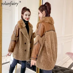 Sheep Fleece Fur Coat Women Autumn Winter New Fur Integrated Coats Women's Medium Genuine Leather Grain Lamb Fur Jacket FCY4926