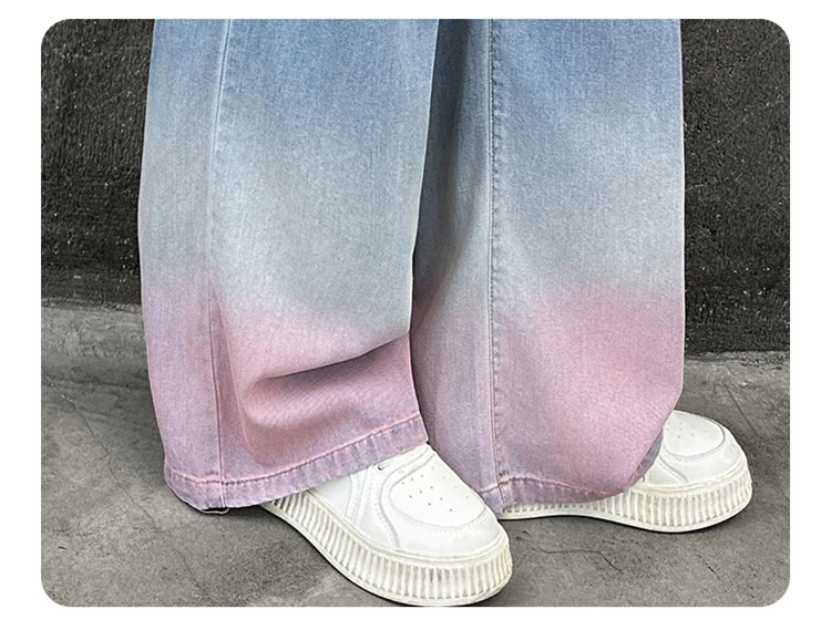 Teenager-Cowgirl-Jeans mit weitem Bein für Mädchen, Farbverlauf-Denimhose, Kinder-Oberbekleidung, lange Hose, Mädchenkleidung 5-14 Jahre – Detail 10