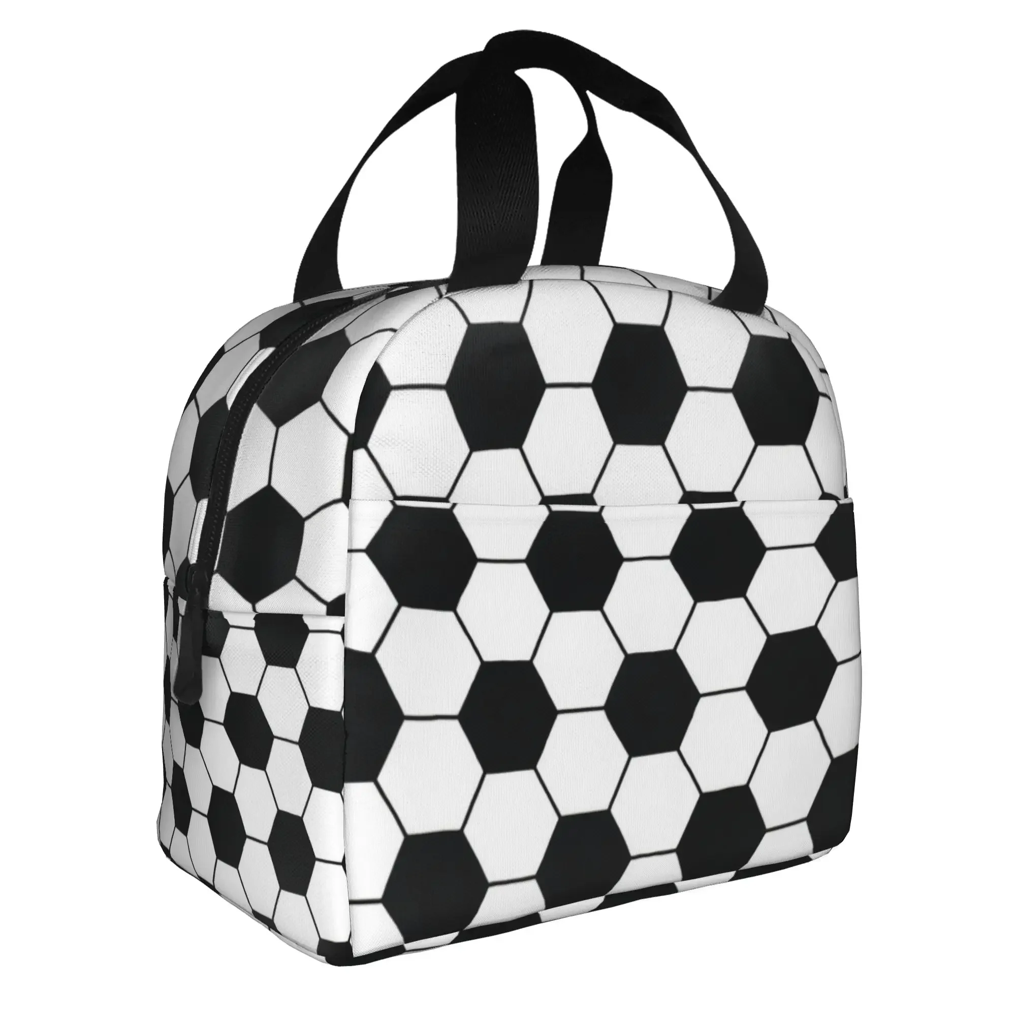 Soccerly Checkered Plaid Footbally  Insulated Lunch Tote Bag for Women Portable Cooler Thermal Food Lunch Box Work School Travel