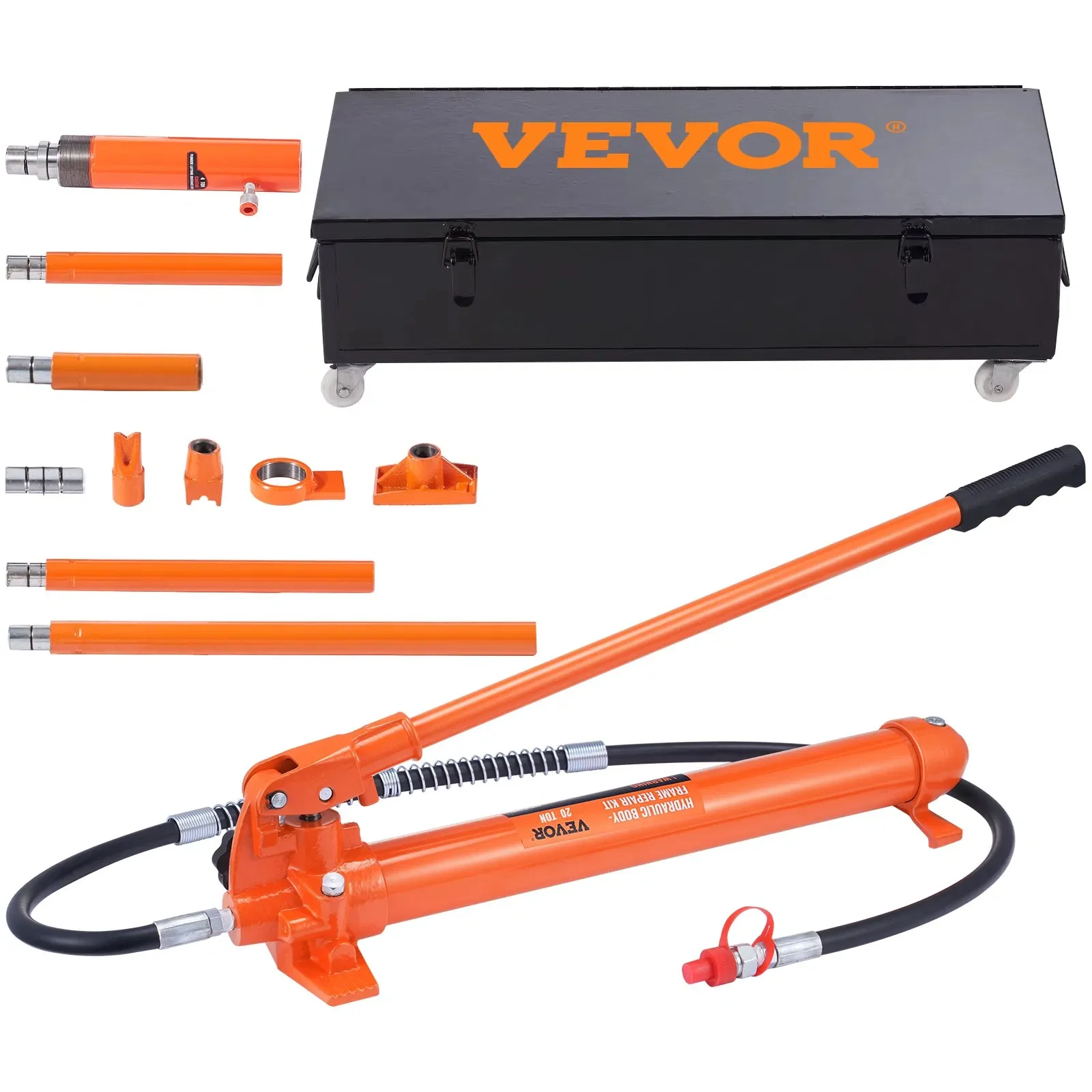 44000 LBS 20 Ton Porta Power Kit Portable Hydraulic Jack with 4.6 ft/1.4 m Oil Hose Car Frame Repair Tool with Storage Case