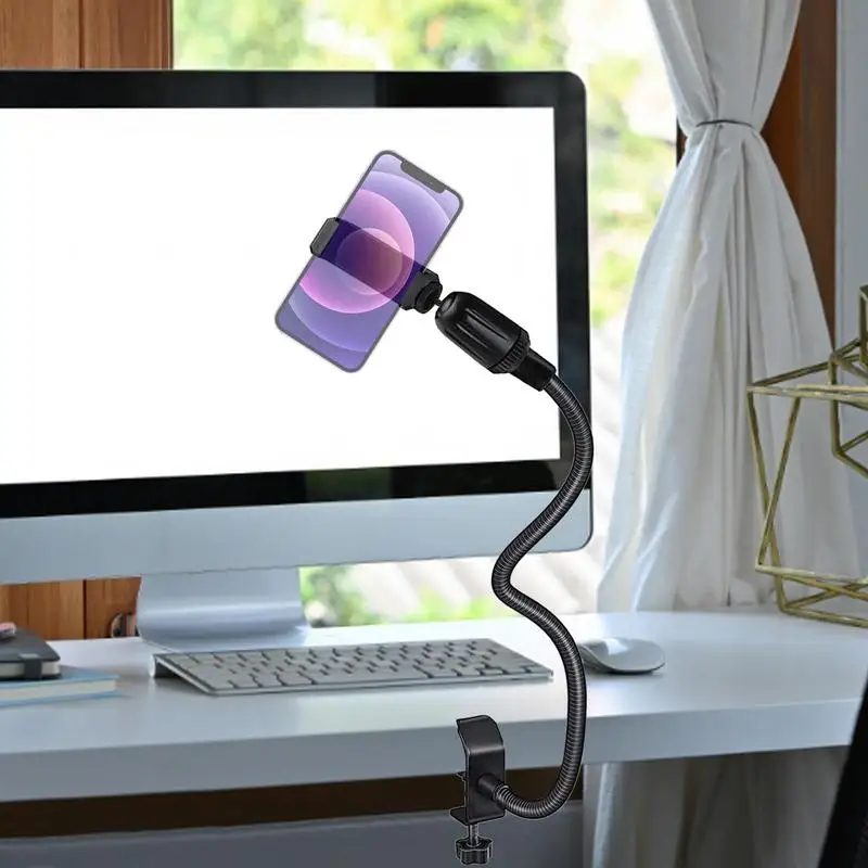 Flexível Desktop Microfone Stand com Clip, Braçadeira Gooseneck Braço, Heavy Duty Stand, suporte do telefone, ajustável