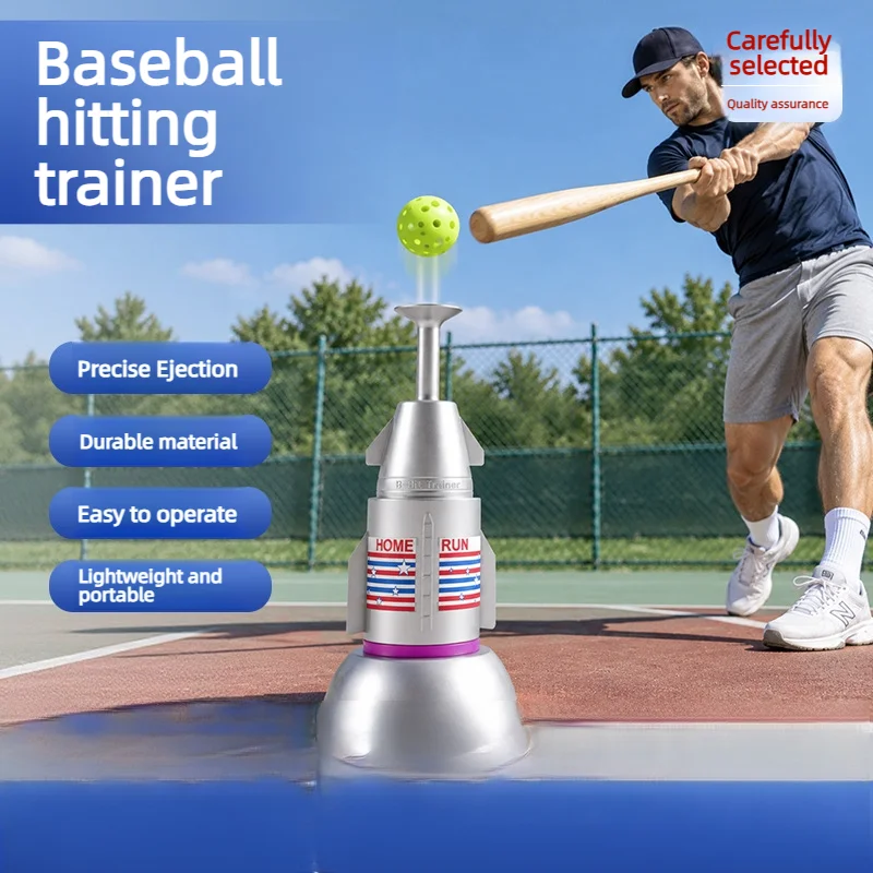 Rocket Shape Baseball Pitching Machine, Kids Outdoor Batting Trainer, Outdoor Sports Catapult Toy