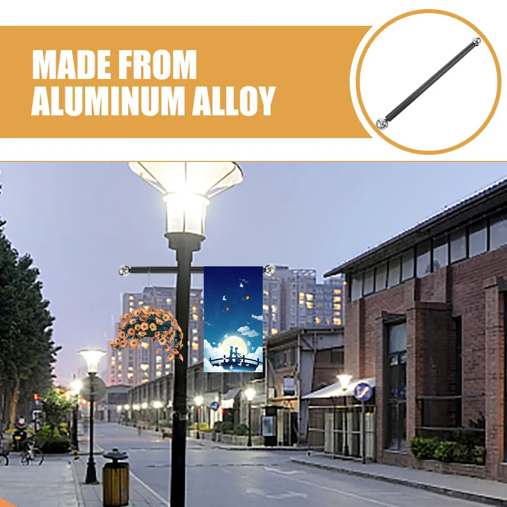 

3pcs Lamp Post Cross Rod Light Flag Holder Arm Handle Rest Replacement Yard Accessories Outdoor Metal Aluminum Durable Double