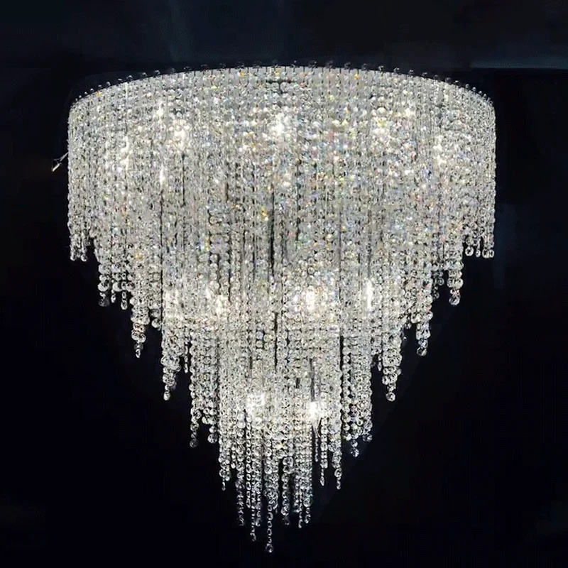 luxo k9 crystal gig pendent lamp duplex floor lobby do hotel sala escadaria villa casa lustre decorativo espiral 01