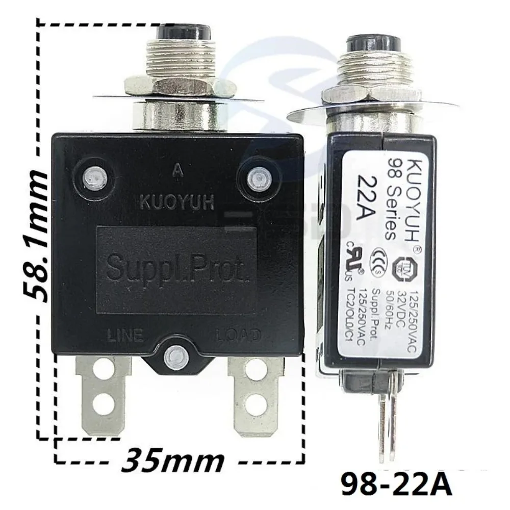 Circuit Breakers KUOYUH 98 Series 22A Overcurrent Protector Overload Switch