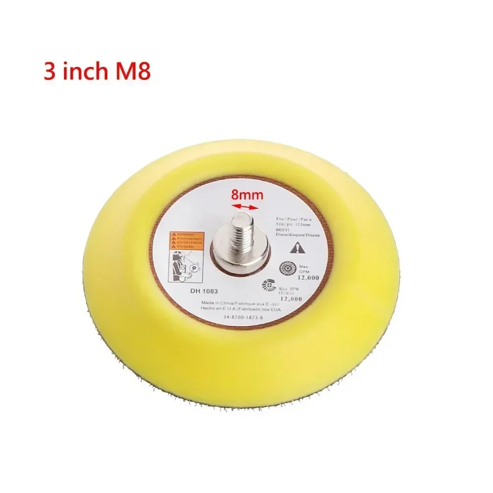 2/3/5 Inch Polishing Sanding Disc M6/M8 Backing Pad Hook And Loop Backer Plate Polishing Pad For Pneumatic Sander Power Tool