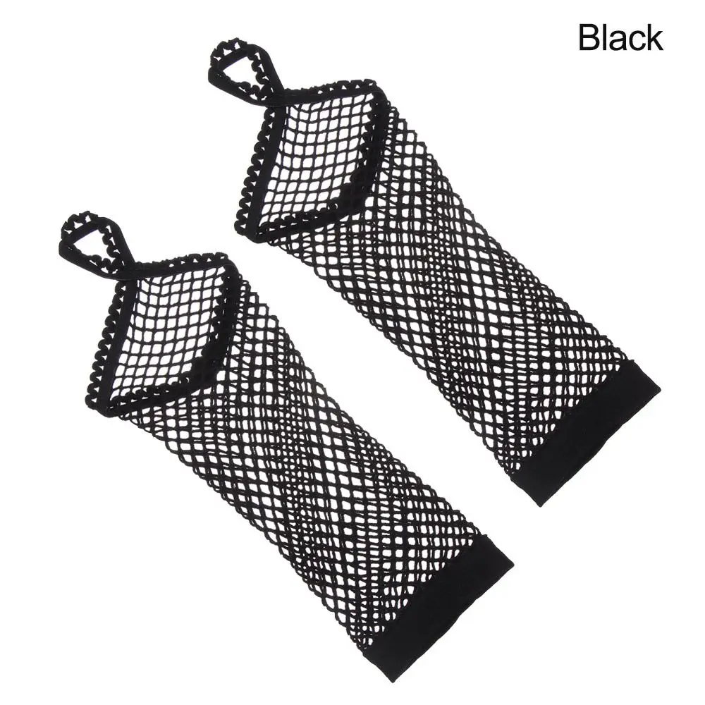 Fashion Solid Performance Dance Mesh Fishnet Gloves Fingeless Gloves Long Gloves Lace Mittens