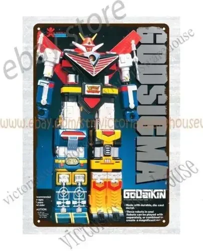 living room garage 1982 GODAIKIN GODSIGMA childhood toy ROBOT metal tin sign