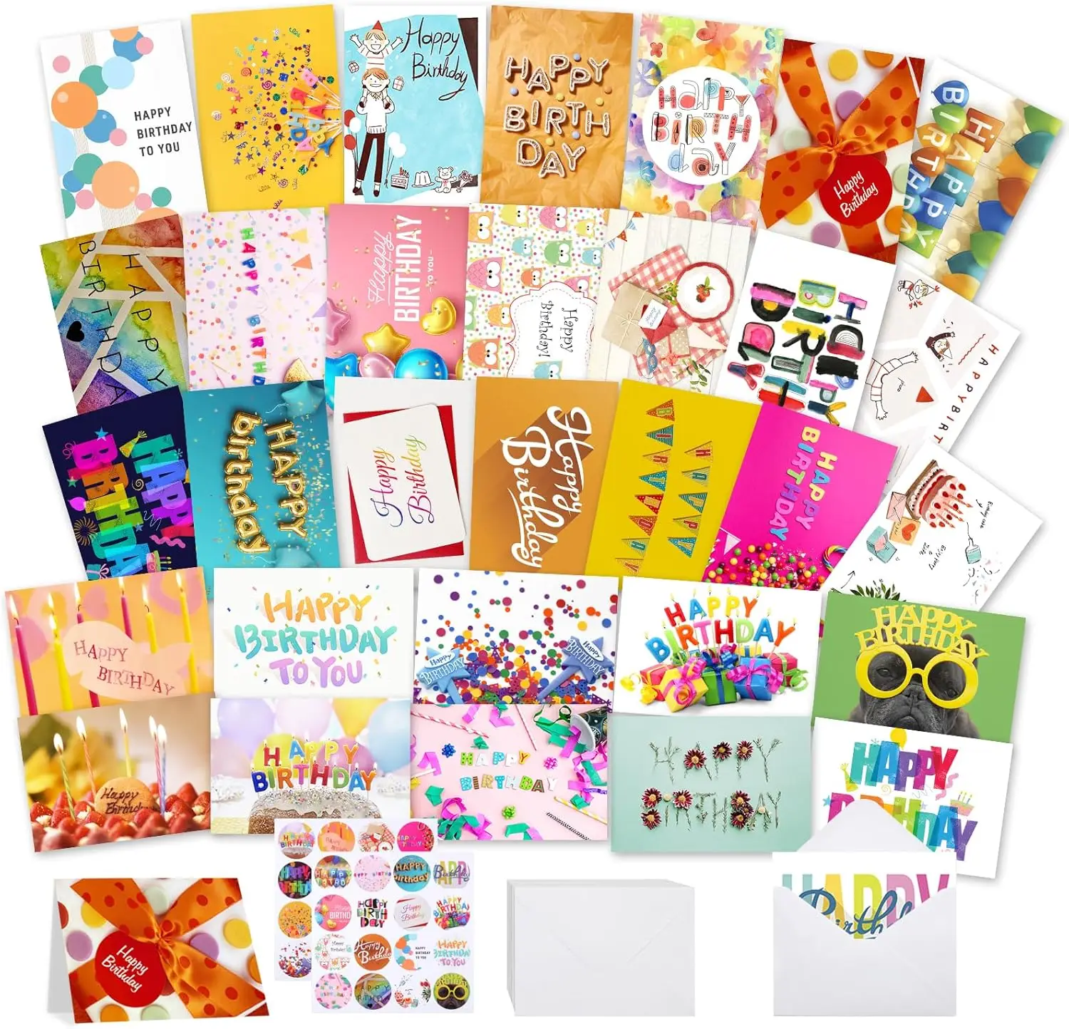 

32 PCS Happy Birthday Cards Bulk with Envelopes, 4x6 Assorted Birthday Cards