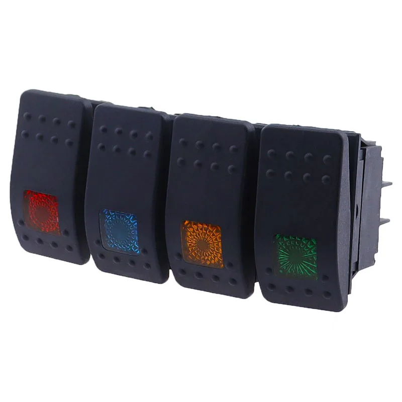 Waterproof Bar Rocker Toggle Switch Car Boat Marine Rocker Switch Button 12V 220V LED Light Lamp 4pin on Off DPST Switch