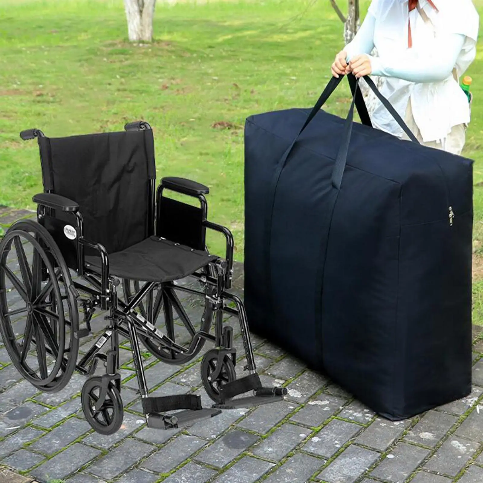 Folding s Bag Carry Case Oxford Cloth with Handle Black for Airplane