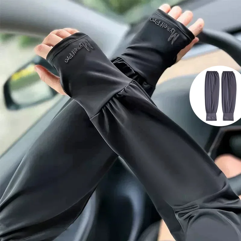 Kühlende Armstulpen Atmungsaktiver Sonnenschutz Eisseide Ärmel Sommer Outdoor Sport Fahren Radfahren Ärmel für Männer Locker Sitzende Armstulpen